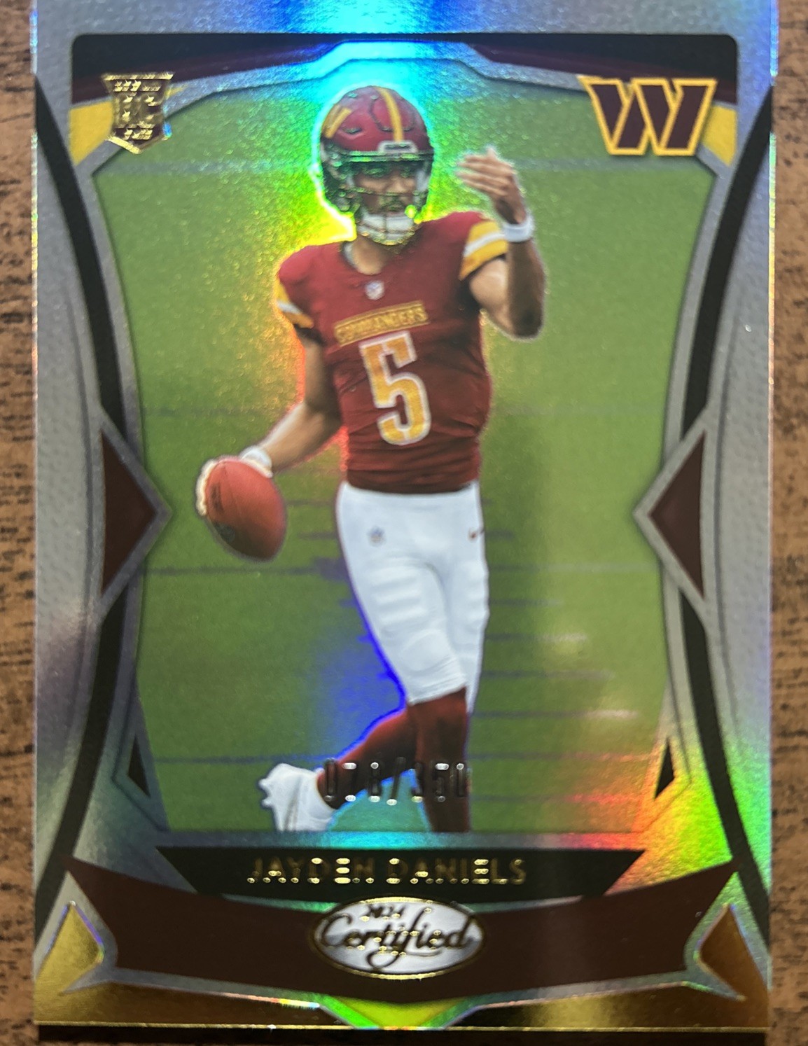 2024 Panini Certified Card #102 Jayden Daniels Rookie RC Silver Mirror #/350