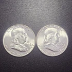 Lot Of 2 Franklin Liberty Bell Half Dollars 90% Silver Lot 1956 1960