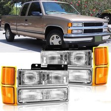 Pair Headlights For 1994-1998 Chevy Silverado Tahoe Suburban Ck 1500 2500 3500