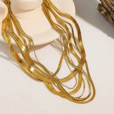 Gold Plated Stainless Steel Snake Chain Choker Necklaces for Women