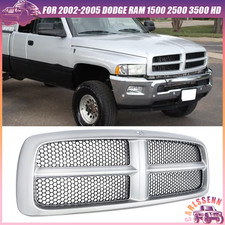 Bright Silver Black Front Bumper Grille For 2002-2005 Dodge Ram 1500 2500 3500