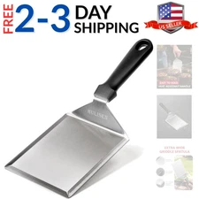 Stainless Steel Large Grill Spatula - 6 x 5 Inch Heavy-Duty Metal Spatula wit...