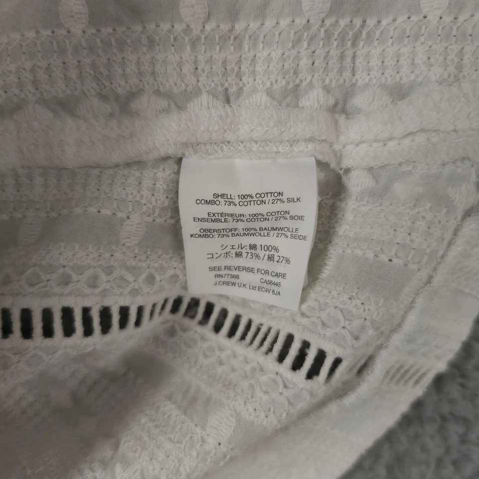 J Crew Shirt Womens 2 Cream Eyelet Ruffle Mock Neck Sleeveless Top Blouse FLAW - Image 4 of 4