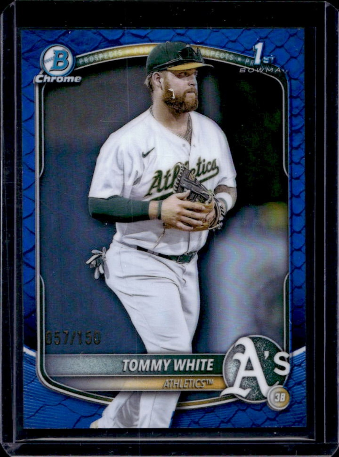 2025 Bowman Chrome Tommy White Reptilian Blue Refractor 1st #/150 Athletics