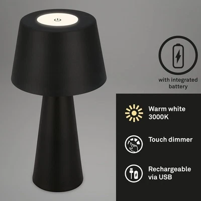 Briloner Akku Tischleuchte Schwarz IP44 dimmbar Tischlampe - Bild 1 von 4
