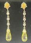 Ann King Sterling Silver 18k Gold Lemon Quartz Drop Earrings CZ 2.25" Length