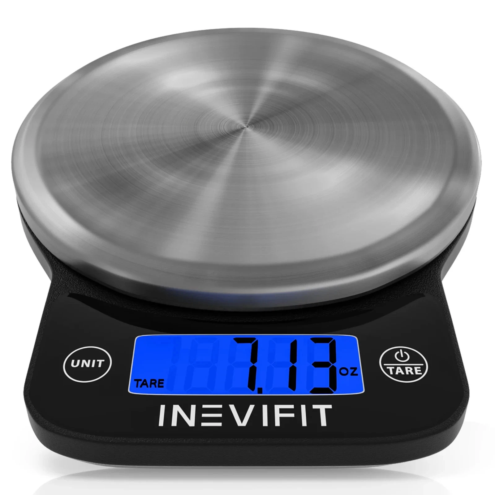 Inevifit Stainless Steel Digital Kitchen Scale w/ Tare Function and LCD Display