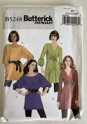 Butterick B5248 Misses' Tunic and Belt Top Pattern UNCUT  Size ZZ (L, XL, XXL)