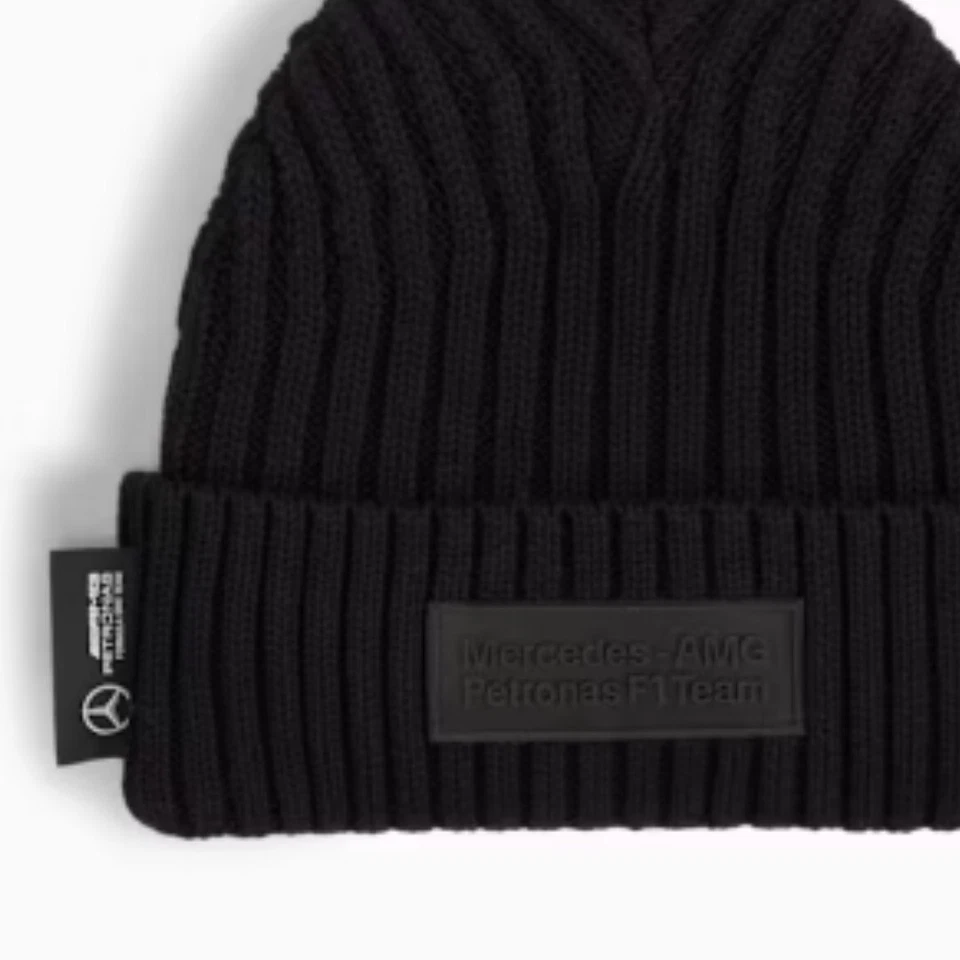 NUEVO CON ETIQUETAS PUMA MERCEDES F1 Declaración AMG PETRONAS GORRO Gorra Tejida Acanalada NEGRA Para Hombres OS Foto 2 de 4