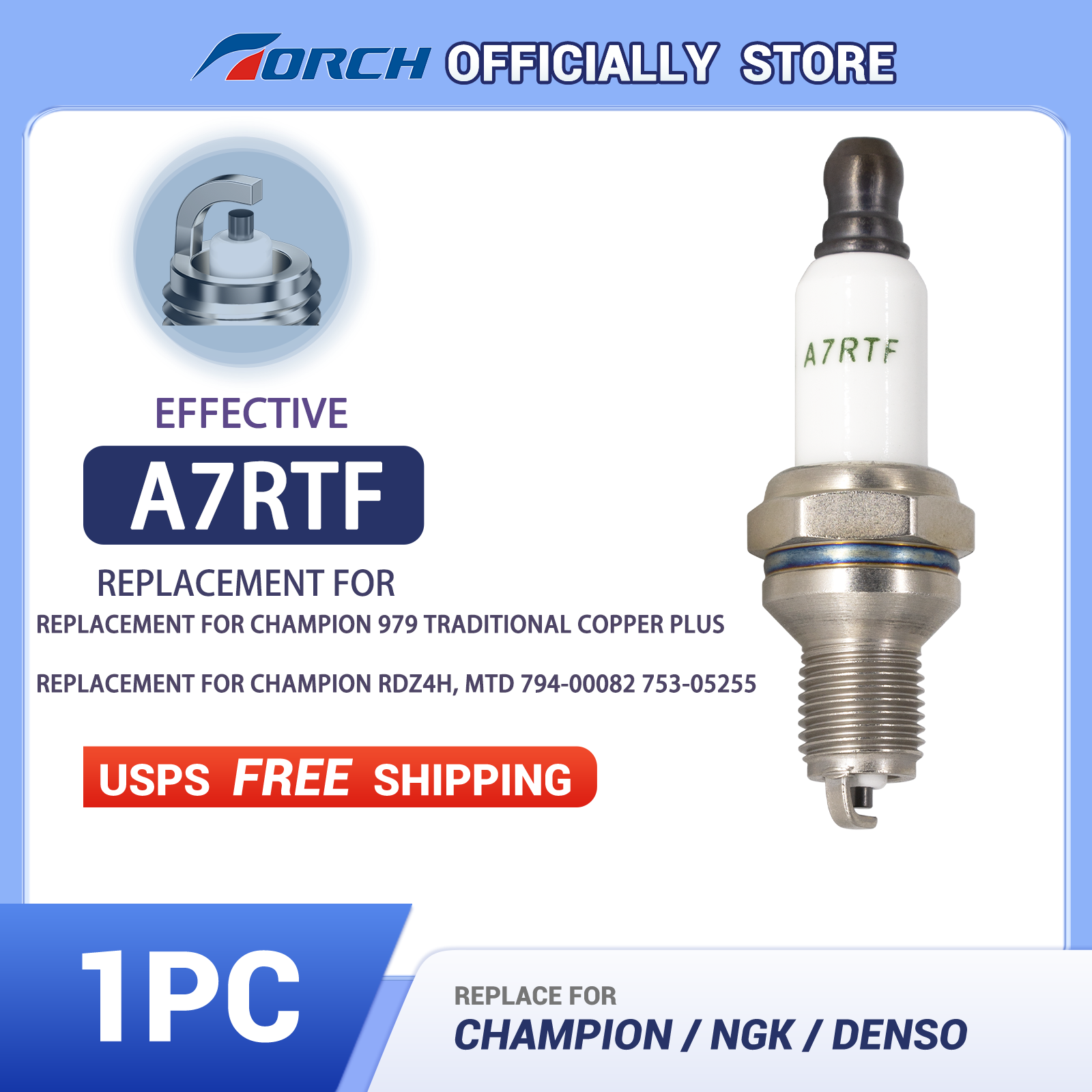 TORCH A7RTF Resistor Spark Plug OEM for Champion 794-00082 753-05255 Lawn Mower
