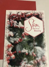 Merry Christmas Son You’re A Blessing Holiday 5.5”x8” Lg. Hallmark Greeting Card