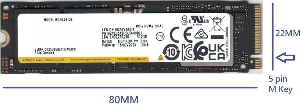 SAMSUNG PM9A1a MZ-VL2512B- 512GB NVME PCI-E GEN4X4 - LENOVO