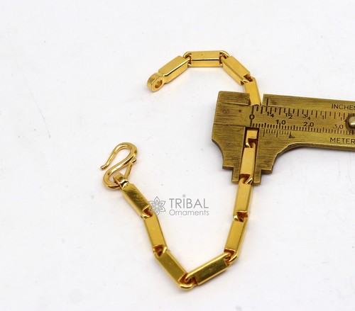 5mm 22kt yellow gold hallmarked solid gold bar Royal baht Chain BraceleT - Picture 4 of 9