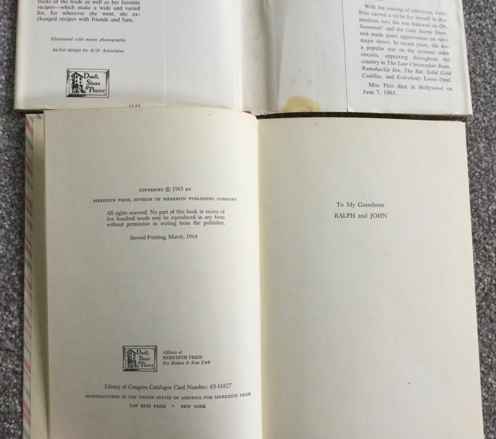 Candy Hits by Zasu Pitts cookbook 1963 1964 2nd Printing sweets recipes