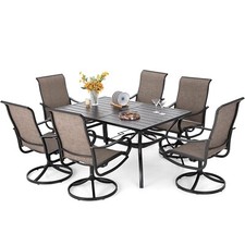 7 Pieces Patio Table Chairs Sets Outdoor Rocker Swivel Dining Chair Metal Table
