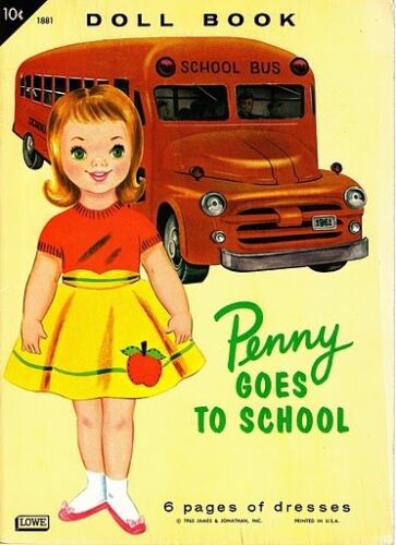 VINTG 1960s PENNY SCHOOL PAPER DOLL LASR REPRODUCTIN~Org SZ UNCUT NO.1 TOPSLR - 第 1/7 張圖片