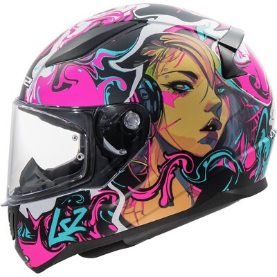 Casco Moto Mujer Integral Ls2 353 Rapid Poppies Blanco Rosa Casco