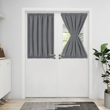 Blackout Door Curtains, Rod Pocket Privacy Light Filtering W25 x L40 Inch Grey