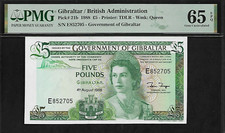 Gibraltar 5 Pounds 1988 PMG 65 EPQ UNC Pick # 21b, Series E