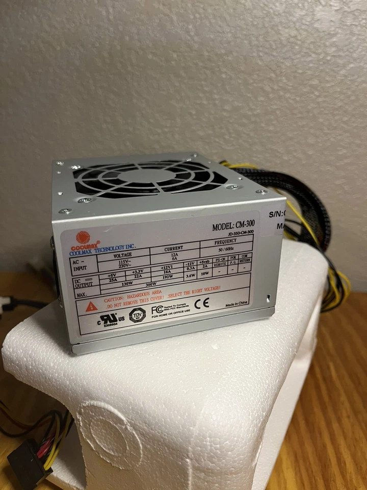 Coolmax CM-300 80mm Fan 300W MATX Power Supply (12.5x10x6.4mm) - Image 2 of 3