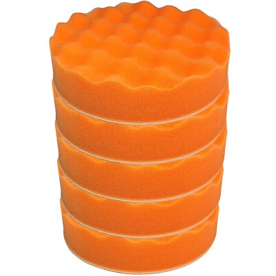 Craft-Equip Basic 5er Pack 180mm Polierschwamm orange gewaffelt Auto Polierpad