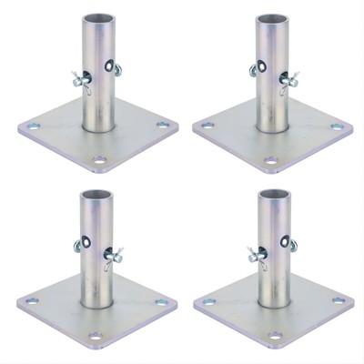 5''x5''x1-5/16''OD Galvanized Scaffold Base Plates Silver 4Pack.