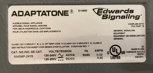 EDWARDS SIGNALING 5540MP-24Y6 ADAPTATONE CENTRAL TONE GENERATOR. FIRE ALARM - Picture 4 of 9