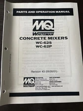 Multiquip Whiteman WC-62 Concrete Mixer Operating Instructions Parts List Book