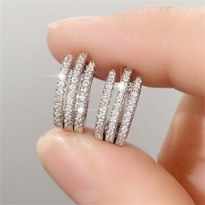 Fashion Silver Plated Cubic Zirconia Hoop Earring for Women Wedding Jewelry Gift