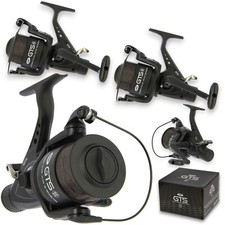 2 x NGT Carp Fishing Reel GTS 60 Bait Runner Freespool with 15lb Line Matt Black