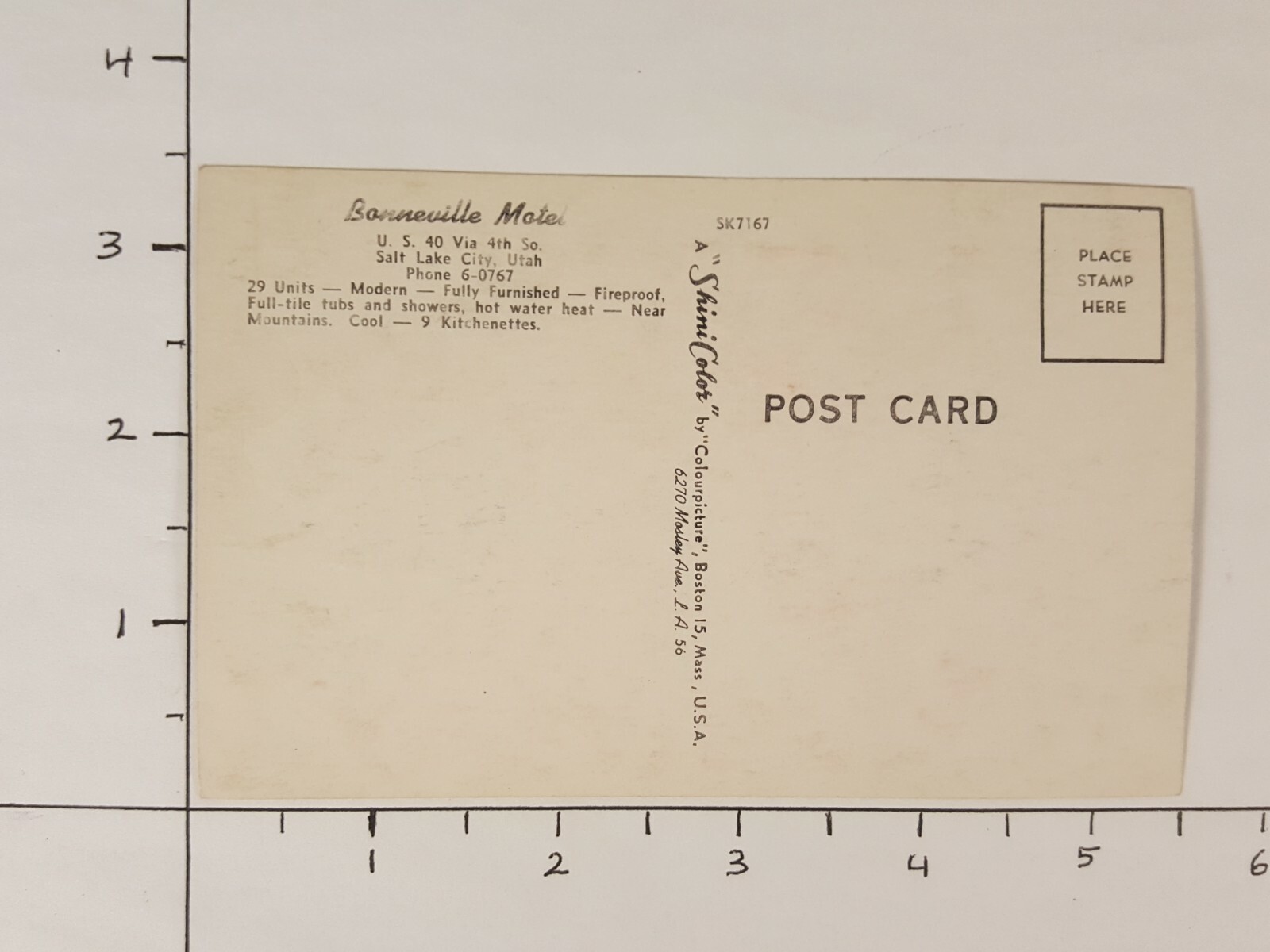 Vintage Linen Postcard Bonneville Motel U.S. 40 Salt Lake City, Utah