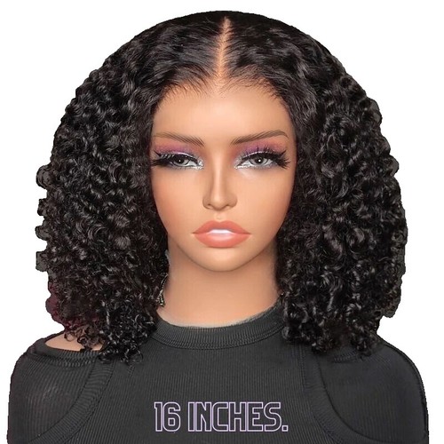 NEW! Women 16X12 Inch Wig Curly Strong Cap Black Item of 1 Human Hair Wigs for Women Lady 16 main image 4