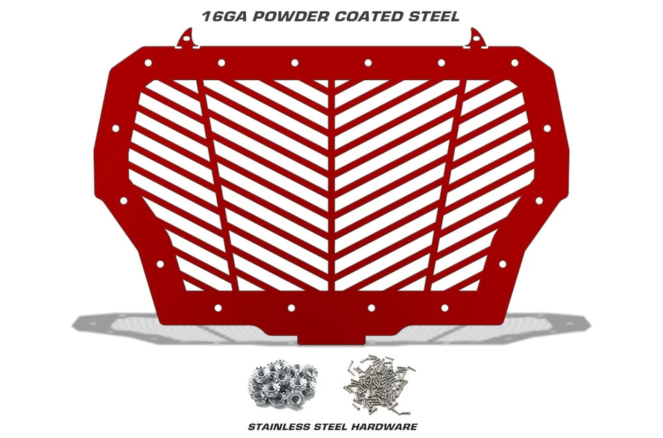 Custom Steel Grille for 17-18 Polaris RZR Turbo 1000 XP V-STRIPES RZR RED Grill - Image 2 of 3