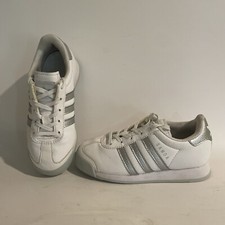 Excellent Adidas Samoa Shoes White US Size 12k silver stripe Fast Shipping