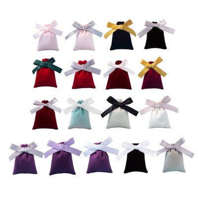10Pcs Plush Drawstring Pouch for Jewelry and Makeup Butterfly Knot Velvets Bag