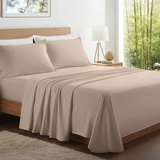 Kickoff Viscose Bamboo Sheets Queen Size 4-pc 100 Organic Bamboo Viscose Bed...