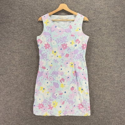 #ad Casual Corner Dress Women 8 Blue Floral Sheath Midi Zipper Sleeveless Lined $5.04