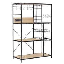 Bakers Rack with Power Outlet, Microwave Stand with Storage, Coffee Bar Organ...