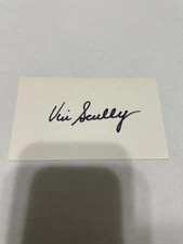 Vintage autographed 3x5 Index Card Vin Scully Dodgers HOF