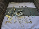 Vtg Sterling Silver,silverplated & Costume Jewelry Lot 4 Scrap Or Repurpose 95G