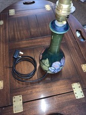 MOORCROFT CLEMATIS On Green GROUND Lamp Base With New Plug 28.5cm New Working