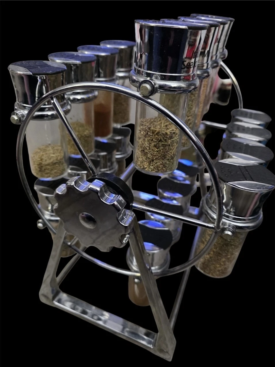 OLDE THOMPSON 20 JAR FILLED FERRIS WHEEL SPICE RACK