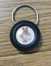 Vintage Line Up With The Bear Advertising Wheel Alignment Promo Keychain. Vintage Line Up With The Bear Advertising Wheel Alignment Promo Keychain.