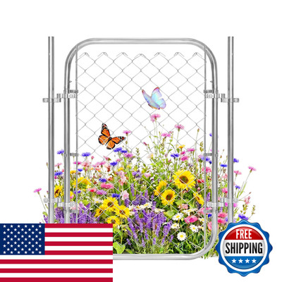 Garvee Chain Link Fence Gate 32 X 46 In Adjustable Galvanized Steel Garden Farm