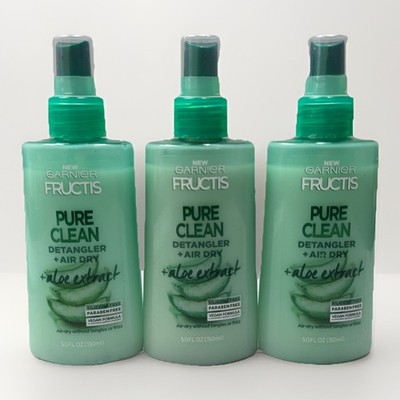 3 garnier fructis pure clean detangler+air dry aloe extract 5oz ea