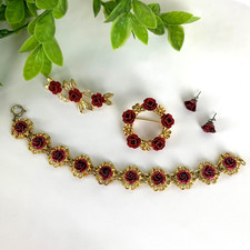 Parure Bracciale Spille Orecchini Vintage Originale Bigiotteria Americana