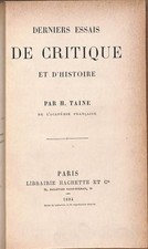 Derniers Essais De Critique et D'histoire - H. A. Taine