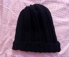 Handmade Crochet Beanie Hat - Black