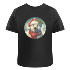'Polar Bear Wearing Santa Hat' Unisex T-Shirt - 100% Cotton (S-XXL) (TA057936)