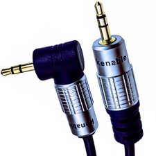 2m PURE OFC Right Angle 3.5mm Stereo Jack to Jack AUX Cable Gold 6ft
